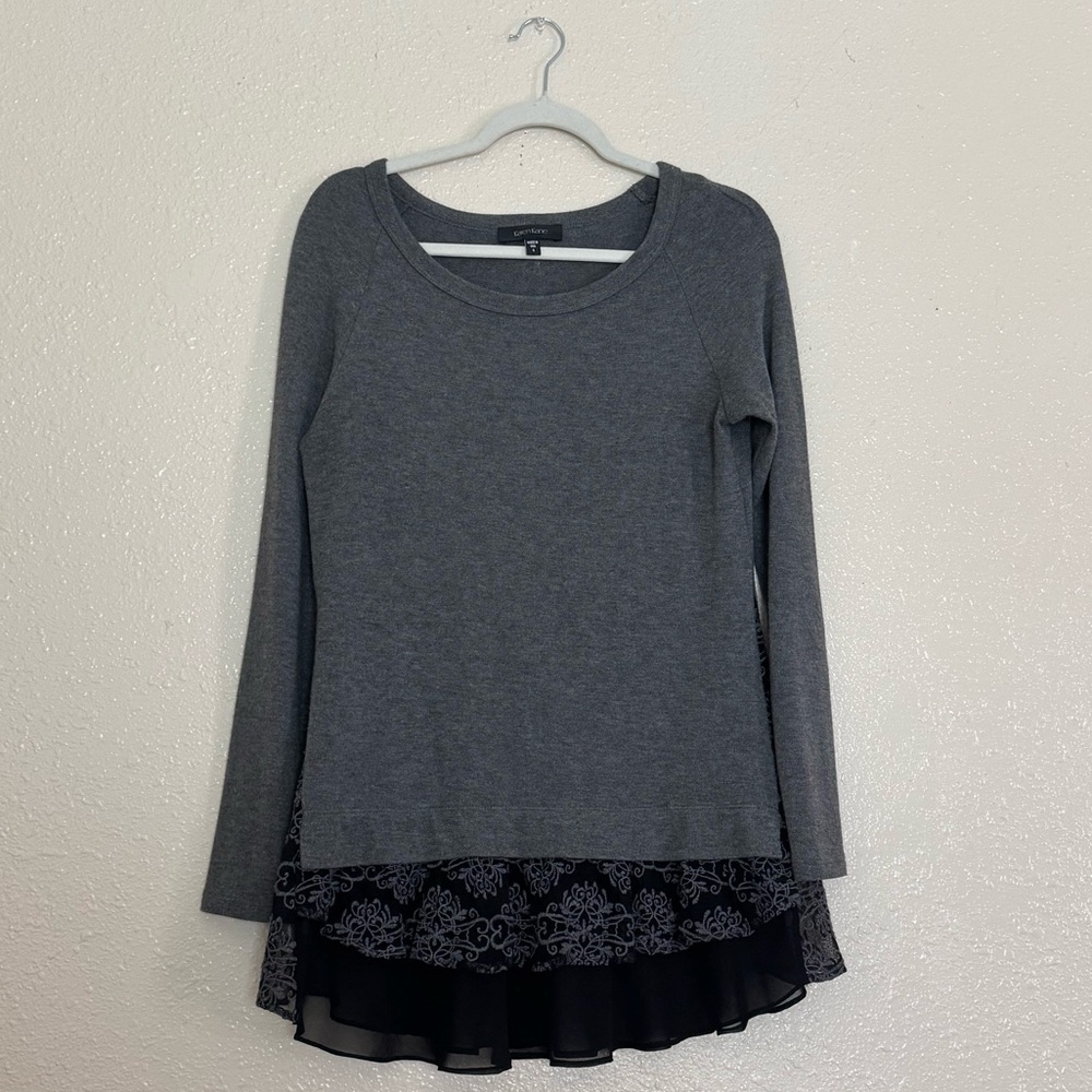 Karen Kane Black Lace Trim Tunic Sweater